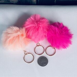 Peach, Pink & Hot Pink Pom Keychains, Small